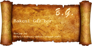 Bakcsi Gábor névjegykártya